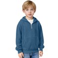 thumbnail image 2 of OGLCCG Hoodies for Boys Size 7-8,Boys Waffle Pullover Hoodie Kids Long Sleeve Half Zip Hooded Sweatshirts with Pocket,Blue, 2 of 7