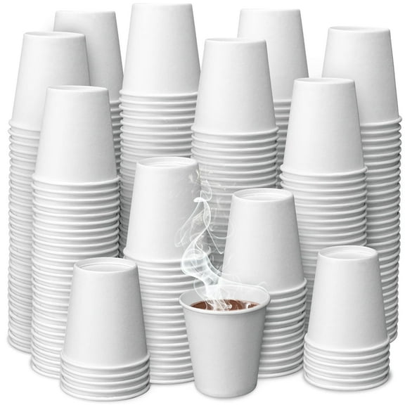 Prestee 500 Pack 3oz Paper Cups - Disposable Paper Cups, Paper Coffee Cups for Espresso Hot Cups, Disposable Mini Bathroom Cups, Disposable Mouthwash Cups, Small Snack Cups for Water, 3 oz Paper Cups