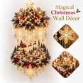 thumbnail image 3 of Light-Up Christmas Scene Wall Decor, Illuminated Christmas Tree & Village Wall Hanging, Cascading Warm Lights, Indoor Holiday Decor, 3 of 7