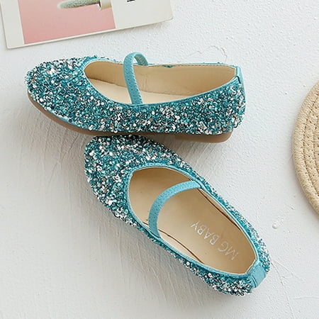 

NECHOLOGY 12 Month Old Shoes Sequined Princess Children Shoes Dance Soft Bottom Shoes Girls Baby Leather Baby Size 9 Toddler Shoes Blue 10 Years