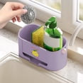 thumbnail image 4 of LWVITH Kitchen Sink Drying Rack with Removable Tray Sponge Holder Drainer for Countertop Organize Scrub Brush Soap Dish Water Drainage Storage Organizer White Green Purple, 4 of 6