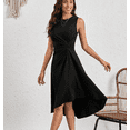 thumbnail image 4 of Women's Summer Dresses Sleeveless Ruched Waist A Line High Low Midi Cocktail Dress, 4 of 6