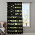thumbnail image 4 of Green Camouflage American Flag Sheer Curtains 63 Inches Long, Wooden Grain Light Filering Curtains, Breathable Simi Curtain Privacy Drapes for Living Room Bedroom Lightweight Window Treatment, 4 of 9