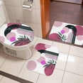 thumbnail image 5 of Boho Pink Bathroom Rugs Set Modern Abstract Pink Black Geometric Round Green Leaf Non Slip Absorbent Soft Bath Mats 3 Piece Set with Bathroom Rug, U-Shaped Floor Mat, Toilet Seat Cover Large Size, 5 of 9