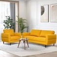 thumbnail image 5 of Gymax 2 Pieces Living Room Sofa Set Modern Fabric Sofa Couch & Accent Chair Set Yellow, 5 of 10