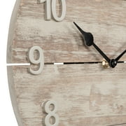 La Crosse Clock 12-inch Sunwashed Wood Brown Quartz Analog Clock, 404-3430W