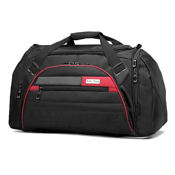 Jumpingount Bolsa de viaje de tela Oxford, transpirable, con asa extraíble, bolsos de mano, bolsillo interior, bolsas de almacenamiento antirrobo para Envolturas para manijas de equipaje rojo 2 Jumpingount AP014991-05