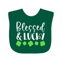 Inktastic Blessed and Lucky 4 Leaf Clovers St. Patrick's Day Boys or Girls Baby Bib