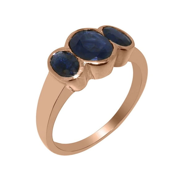 LBG British Made 9k Rose Gold Natural Sapphire Womens Anniversary Ring - 33 size options - Size 5