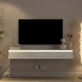 thumbnail image 4 of Floating TV Stand with LED Lights & Power Outlet, Wall Mounted High Gloss TV Shelf, TV Cabinet with Storage for Living Room, 4 of 8