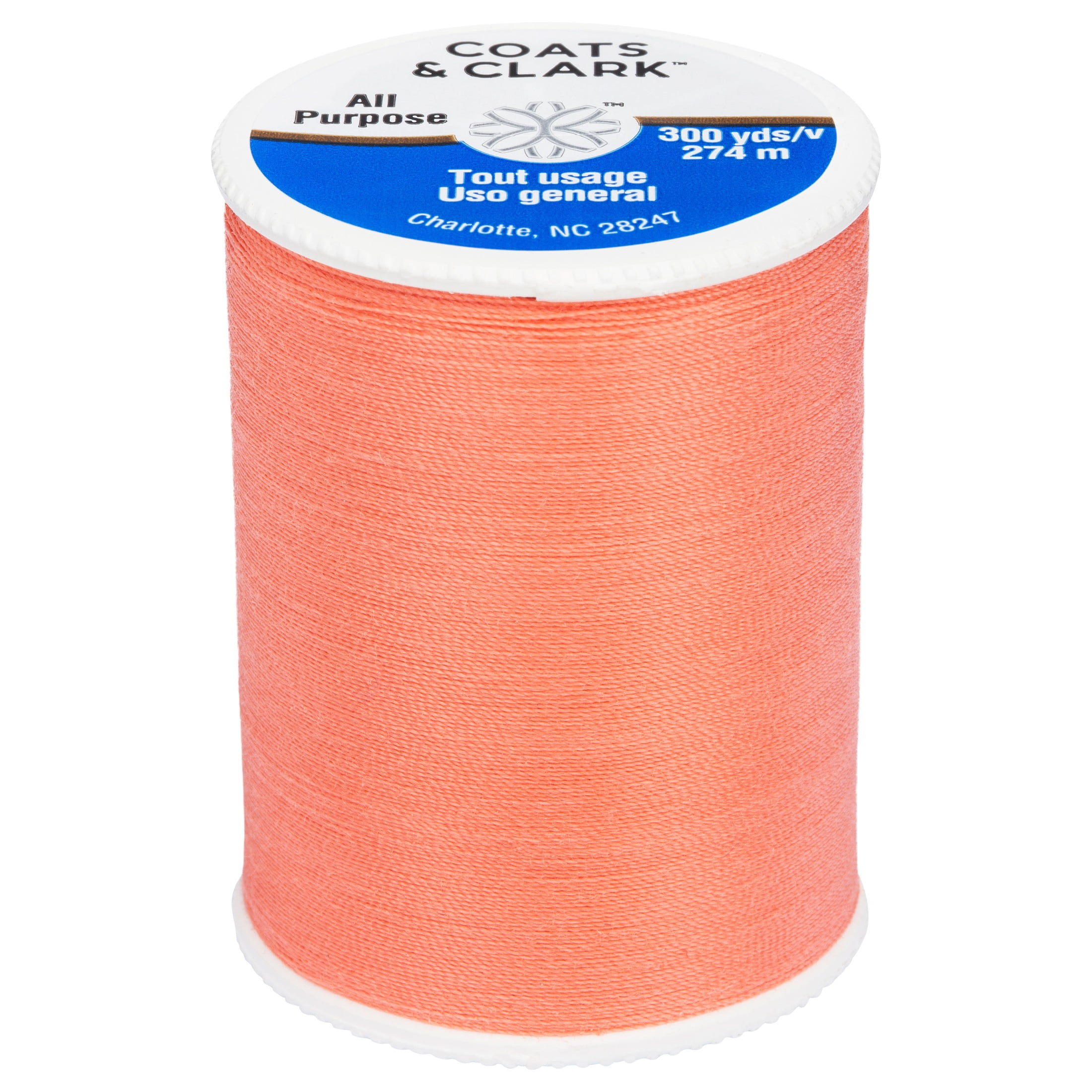 (3 pack) Coats & Clark All Purpose Orange Coral Polyester Thread, 300 Yards