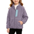 thumbnail image 2 of BLVB Girls Boys Fleece Jacket Kids Fleece Zipper Coat Soft Fall Winter Warm Outerwear with Pockets 3-15Y(Purple,14-15 Years), 2 of 9