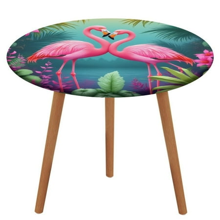 

Tropical Flamingo Paradise(1)-2 Tablecloth Round Elastic Fitted Waterproof Table Cover Cloth for Dining Room Indoor Outdoor Decor M-45 -50