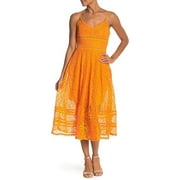 NSR Sleeveless Lace Midi Dress (Orange Peel) Large
