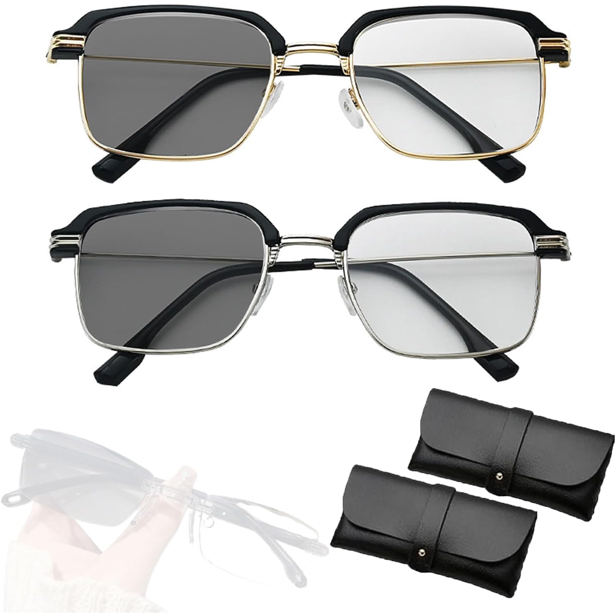 Intelligent Zoom Progressive Lenses Reading Glasses Distance&near Progressive Multi-focus Anti Blue Light for Women Men Automatic Zoom Reading Glasses