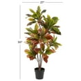 thumbnail image 3 of DecMode Traditional Green/Red Croton Artificial Plant with Black Round Pot, 27"W x 50"H, 3 of 9