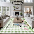 thumbnail image 3 of 5'x7' Area Rugs for Living Room Bedroom, Easter Washable Rug Carpet Runner Indoor Outdoor, Spring Gnomes Flowers Rabbit Butterfly Green Plaid Non Slip Floor Mats Area Rug for Kitchen, Nursery, 3 of 8