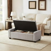 Weture Upholstered Storage Ottoman Bench, Tufted, Large, LightGray