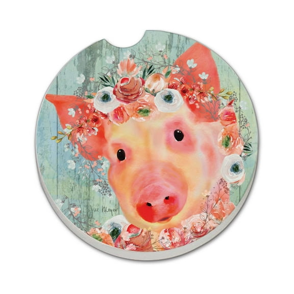 Thirstystone "Crowned Piggy" Single Absorbent Stone Car Coaster