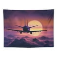 thumbnail image 5 of GOSMITH Airplane Tapestry, Plane Silhouette in Dreamy Sunset Sky Vacation Holiday Travel Theme, Wall Hanging for Bedroom Living Room Dorm, 40x30 Inch, Royal Blue Pink Black, 5 of 7