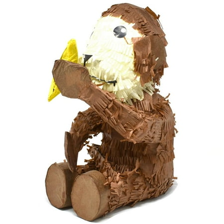 Monkey Pinata - Monkey with Banana Pinata, Brown, 15-1/2-Inch