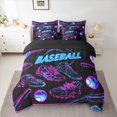 thumbnail image 2 of Manfei Neon Baseball Shose Bedding Comforter Set 7 Pieces for Boys, Black Fuchsia Full Bedding Set, Modern Sports Theme Reversible Fitted Sheet Flat Sheet, Lightweight Room Decor, 2 of 7