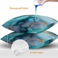 thumbnail image 4 of Throw Pillow Covers 20x20 Inch Set of 2, Marble Teal Waterproof Outdoor Pillow Covers, Modern Ink Painting Abstract Golden Art Decorative Cushion Pillowcases for Couch, Sofa, Bed, Garden, Patio, 4 of 9