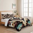 thumbnail image 5 of King Quilt Set 96''x106'', Boho Brown Teal Red Lightweight Bedspread Coverlet Set with 2 Pillow Shams, Southwestern Geometric Art Vintage Breathable All Season Quilt Bedding for Bedroom/Guest Room, 5 of 9
