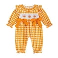 thumbnail image 4 of Gvdentm Baby Girls Clothes 12 to 18 Months Baby Girl Fall Clothes Going Coming Home Outfit Ruffle Plaid Romper Cute Jumpsuit Vintage Outfits(Orange,0-3 Months), 4 of 6