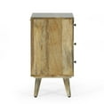 thumbnail image 5 of GDF Studio Stowe Boho Handmade Mango Wood 3 Drawer Nightstand, Natural, 5 of 10