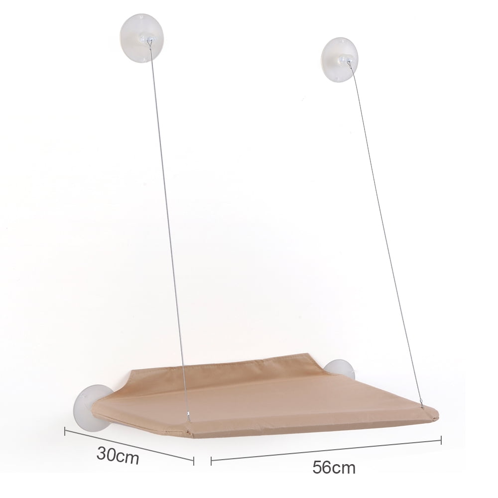 YAHHU Cat Window Perch Hammock Window Mounted Cat Bed Cooling Breathable Canvas Suction Cups Sunbath Hammock Bed for Cats Dogs, 13.78 inches / 35.0 cm, Beige