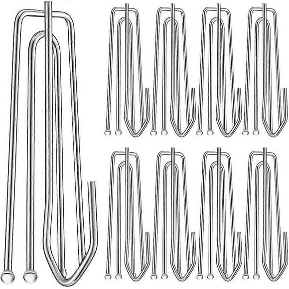 30PCS Stainless Steel Curtain Pleat Hooks Drapery Hook and Pin for Pleated Drapes 4 Prongs Pinch Pleat Hook Clips Traverse Pleater 4 End Curtain Hange