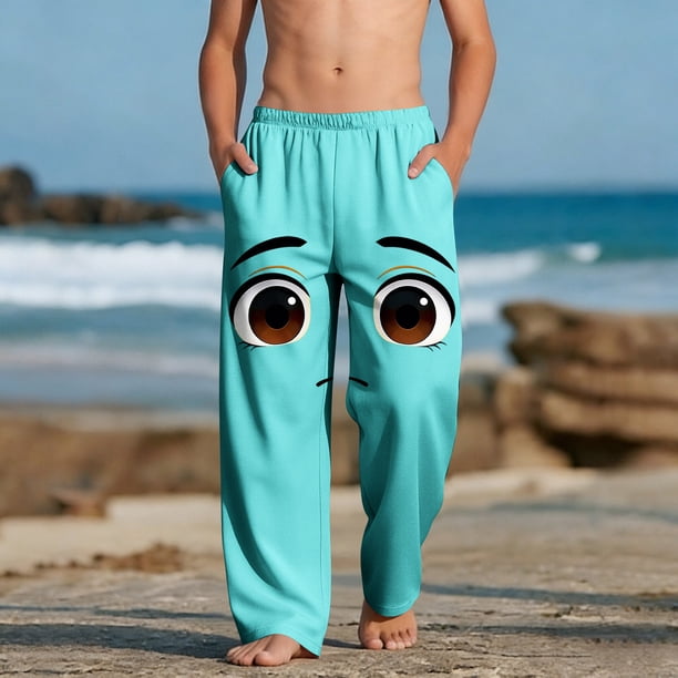 Pantalones largos para niños y niñas, de moda, estampados, casuales, de playa, con bolsillos.
