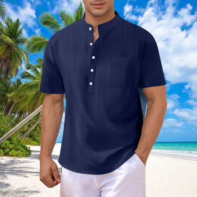 pstuiky Mangas cortas para hombre, Camisa informal de manga corta con botones y ventilación para hombre camisetas de hombre m