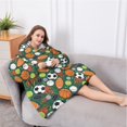 thumbnail image 5 of Oversized Wearable Blanket Hoodie,Baseball Football Pattern Sherpa Blanket Hoodie with Super Pockets,Super Warm Fuzzy Pullover for Women & Men, 5 of 6