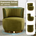thumbnail image 3 of Velvet Swivel Barrel Chair, Modern Upholstered Accent Chair, 360° Swivel Round Lounge Chair with Gold Metal Base, Comfy Arm Chair Sherpa Chair for Nursery, Living Room, Bedroom, Club, Office, 3 of 18