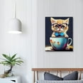 thumbnail image 3 of Nawypu Watercolor Cat Canvas Art Cat in A Cup Canvas Painting Cat Picture Prints Cat Art Prints Cute Animal Poster Cat with Glasses Wall Art Abstract Cat Picture Cat Artwork Cute Cat Paintings, 3 of 4