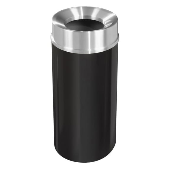 Sturdy Essentials 15 Gallon WasteMaster Value Trash Receptacle | Heavy-Duty Brass & Aluminum | Rust & Tarnish Resistant | Durable for Commercial & Residential Use – (Black & Silver, Funnel Lid)