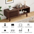 thumbnail image 3 of Hommoo Mid Century Modern TV Stands up to 59", Wooden Home Entertainment Center TV Console Cabinet with Sliding Tambour Door, Walnut, 3 of 6