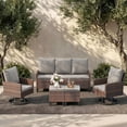 thumbnail image 3 of ELPOSUN Outdoor Patio Furniture Set, 5 Pieces All-Weather Wicker Rattan Outdoor Patio Conversation Set with Swivel Chairs and ottomans, for Garden,Poolside,Backyard, Brown&Gray, 3 of 9