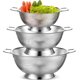 thumbnail image 1 of Juego de 3 coladores de acero inoxidable, colador, colador, tamices, 1/3/5 cuartos de galón, colador de malla metálica, cesta de red con asas, colador de alimentos para espaguetis, para escurrir y, 1 of 7
