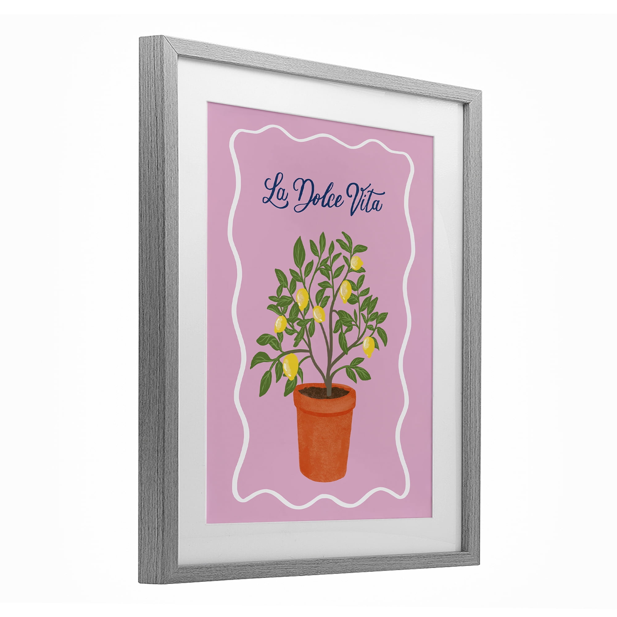 Stupell Industries Dolce Vita Lemon Tree Gray Framed Print Under Glass, design by Be Ni La