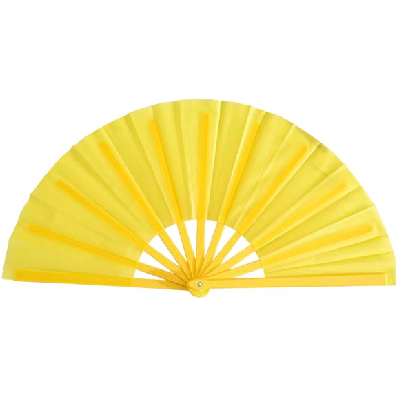Clap Fans for Line Dancing Traditional Chinese Yangko Dance Fan Folding Hand Fans for Men and Women, Festival, Tai Ji, Kungfu, Martial Art, Gifts (Yellow)