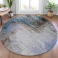 thumbnail image 5 of HomeRoots 629993 8 ft. Brown Lavender & Taupe Abstract Washable Transitional Indoor & Outdoor Round Area Rug, 5 of 9