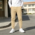 thumbnail image 2 of Besolor Cinch Bottom Sweatpants for Teen Boys Fall Winter Warm Casual Workout Joggers Elastic Waisted Kids Running Trousers with Pockets(5-6 Years,Beige), 2 of 7