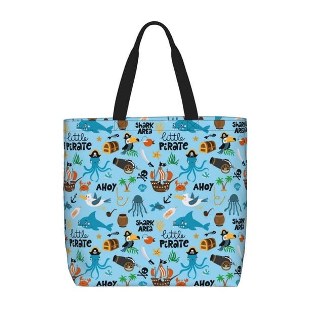 Easygdp Animal Pirate Bolsa Tote para Mujer, Bolso de Hombro para Trabajo, Playa, Viajes, Compras y Supermercado