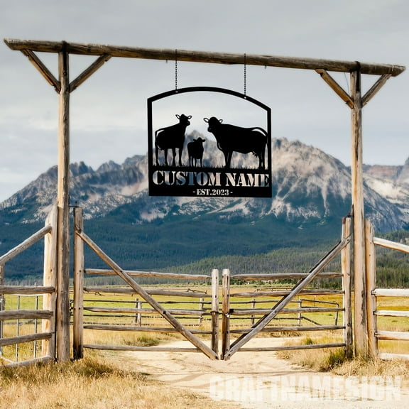 Craftnamesign Custom Metal Cow Farm Sign, Outdoor Metal Sign Outdoor, Metal Sign For Farmer
