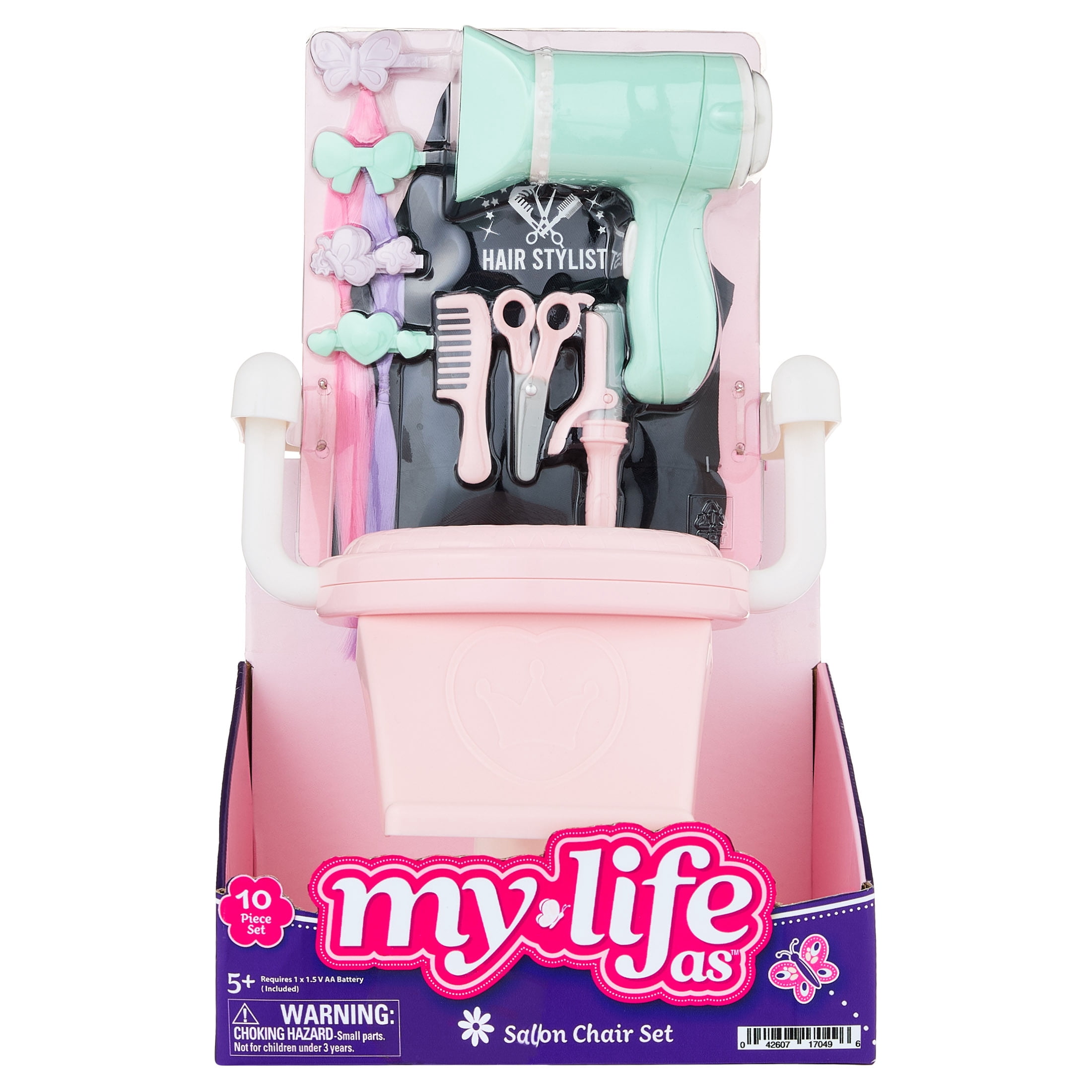 My Life As Salon Chair Doll Play Set for 18-inch Dolls, 10 Pieces