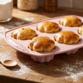 thumbnail image 4 of Silicone Baking Mold 12 Inch 6 Cup Flower Shaped, Non Stick Silicone Muffin Pan for Cupcake Mousse Pastry, Home Kitchen Baking Supplies Pink Silicone Bakeware for Home Bakers, 4 of 6