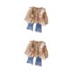 thumbnail image 4 of Jumpingount Conjunto de abrigo para niña, traje para niños, traje para niños, piel, cierre de encaje, diario, otoño, pantalones de moda, Beige 100cm 2piezas, 4 of 6